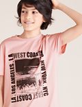 T-shirt με print ακτή από 100% βαμβάκι (6-16 ετών)