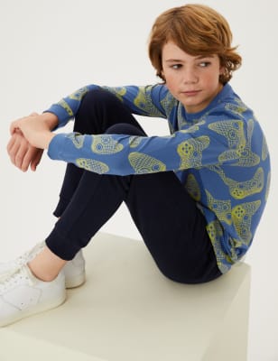 

Boys M&S Collection Pure Cotton Gaming Print Top (6-16 Yrs) - Steel Blue, Steel Blue