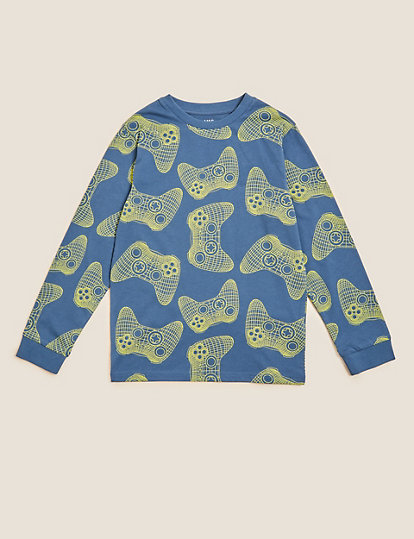 Pure Cotton Gaming Print Top (6-16 Yrs)