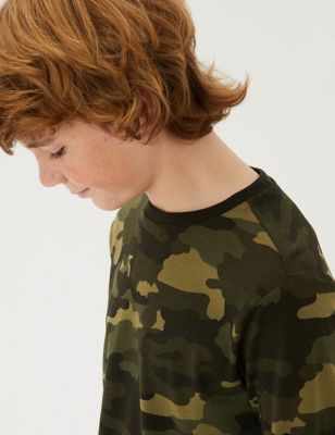 M&S Boys Pure Cotton Camouflage Top (6-16 Yrs)