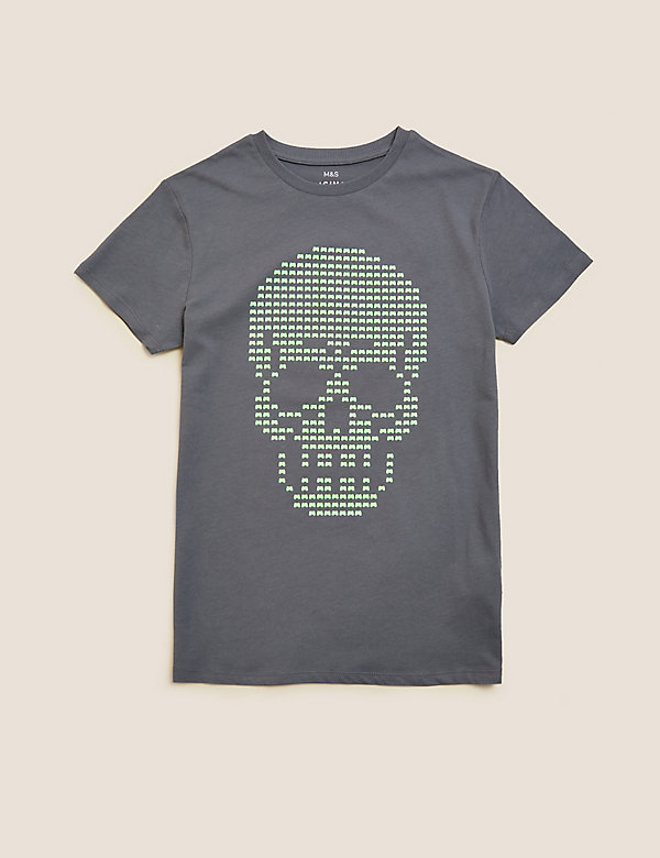 T-shirt 100&nbsp;% coton à motif tête de mort (du 6 au 16&nbsp;ans) - FR