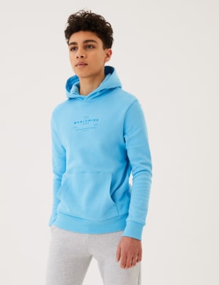 

Boys M&S Collection Cotton Rich Worldwide Gamer Slogan Hoodie (6-16 Yrs) - Blue, Blue