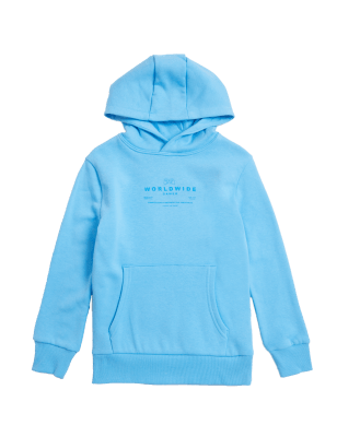 

M&S Collection Sudadera con capucha de algodón con texto 'Worldwide Gamer' (6-16 años) - Blue, Blue