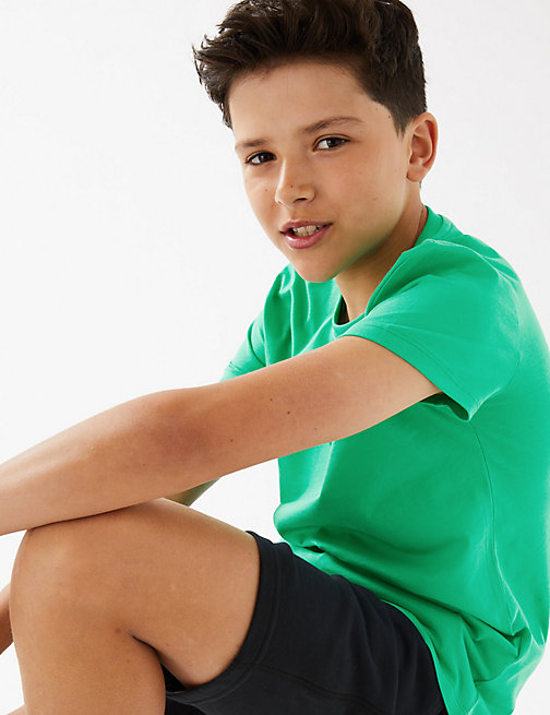 Marks And Spencer Boys M&S Collection Pure Cotton Plain T-Shirt (6-16 Yrs) - Spearmint, Spearmint
