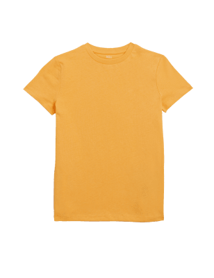 

M&S Collection Einfarbiges T-Shirt aus reiner Baumwolle (6-16 Jahre) - Clementine, Clementine