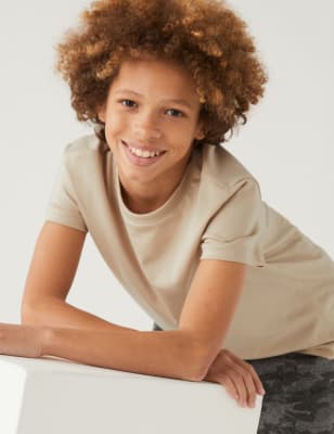 

Boys M&S Collection Pure Cotton Plain T-Shirt (6-16 Yrs) - Stone, Stone