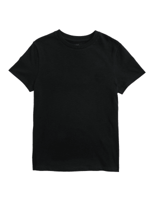 

M&S Collection Einfarbiges T-Shirt aus reiner Baumwolle (6-16 Jahre) - Black, Black