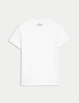 Boys M&S Collection Pure Cotton Plain T-Shirt (6-16 Yrs) - White