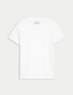 Boys M&S Collection Pure Cotton Plain T-Shirt (6-16 Yrs) - White