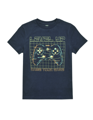 

Boys M&S Collection Pure Cotton Gaming T-Shirt (6-16 Yrs) - Navy, Navy
