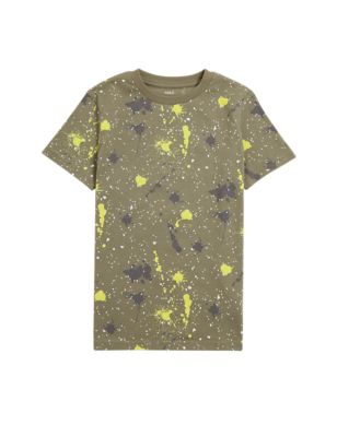 

Boys M&S Collection Pure Cotton Paint Splatter T-Shirt (6 - 16 Yrs) - Khaki, Khaki