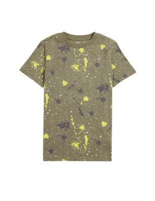 

Boys M&S Collection Pure Cotton Paint Splatter T-Shirt (6 - 16 Yrs) - Khaki, Khaki