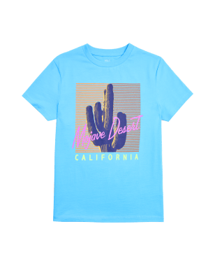 

M&S Collection Camiseta 100% algodón con texto 'California' (6-16 años) - Blue, Blue
