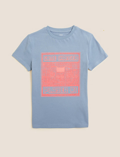 Pure Cotton Game Changer Slogan T-Shirt (6-16 Yrs)