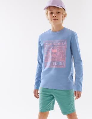 

Boys M&S Collection Pure Cotton Gaming Top (6-16 Yrs) - Medium Blue, Medium Blue