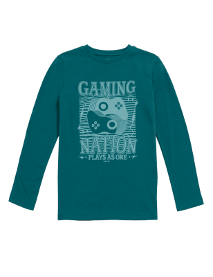 

Boys M&S Collection Pure Cotton Gaming Top (6-16 Yrs) - Petrol Green, Petrol Green