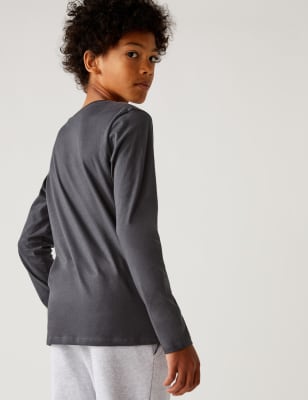 Boys M&S Collection Pure Cotton Space Top (6-16 Yrs) - Carbon