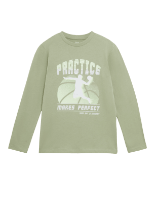 

Boys M&S Collection Pure Cotton Basketball Top (6 - 16 Yrs) - Light Olive, Light Olive