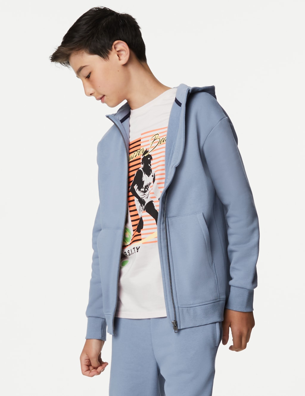 Cotton Rich Plain Zip Hoodie (6-16 Yrs) image 1
