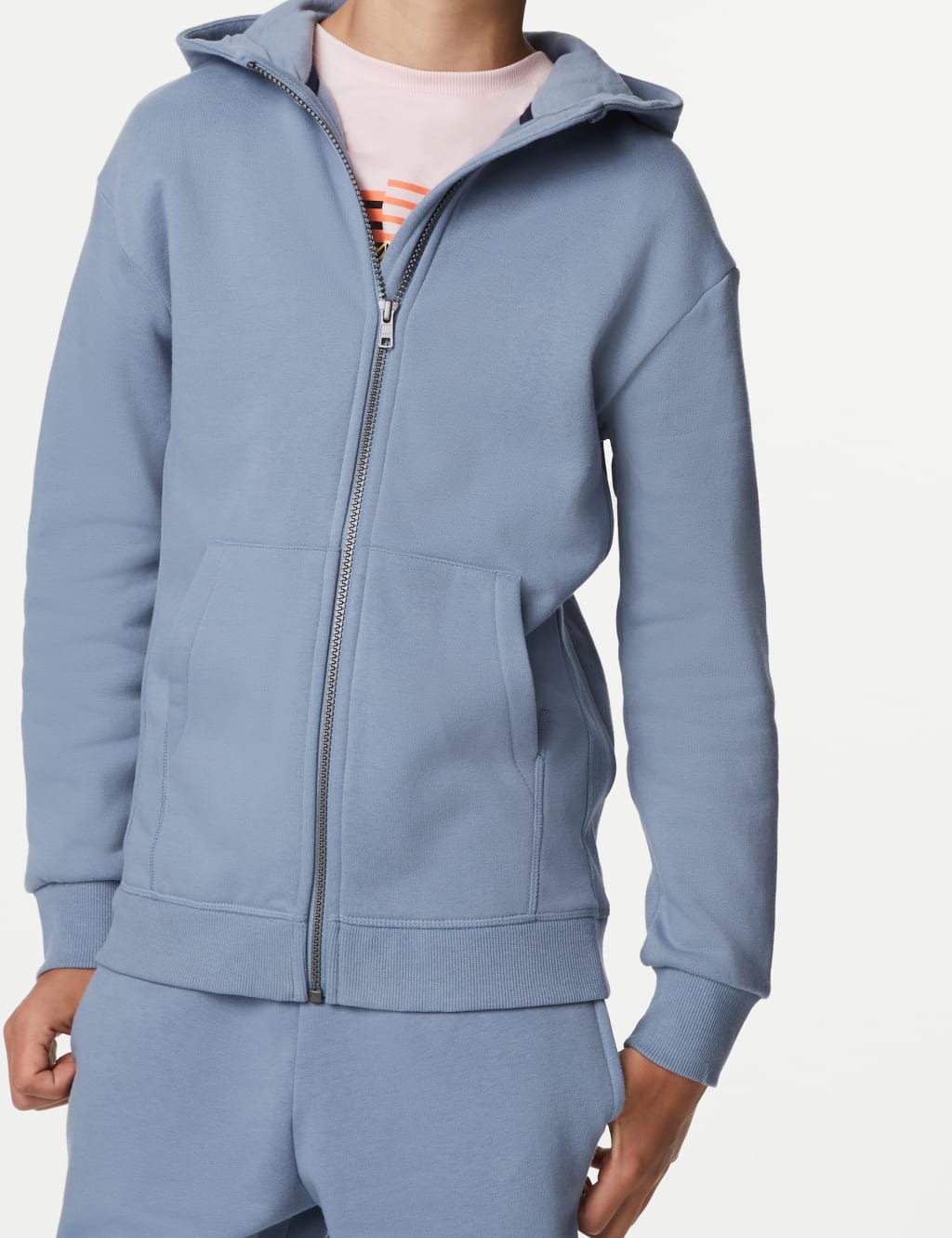 Cotton Rich Plain Zip Hoodie (6-16 Yrs) image 2