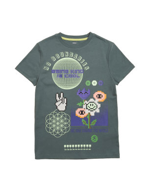 

M&S Collection Gemustertes T-Shirt aus reiner Baumwolle (6-16 J.) - Multi, Multi