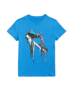 

Boys M&S Collection Pure Cotton Trainer Print T-Shirt (6-16 Yrs) - Blue Mix, Blue Mix