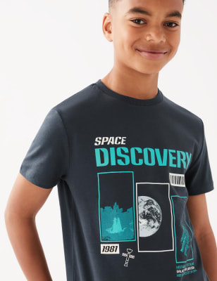 

Boys M&S Collection Pure Cotton Space T-Shirt (6-16 Yrs) - Grey Mix, Grey Mix