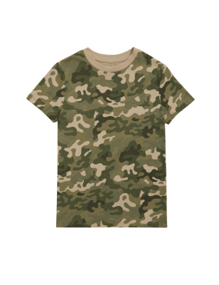 

M&S Collection T-Shirt aus reiner Baumwolle mit Camouflagemuster (6-16 J.) - Multi, Multi