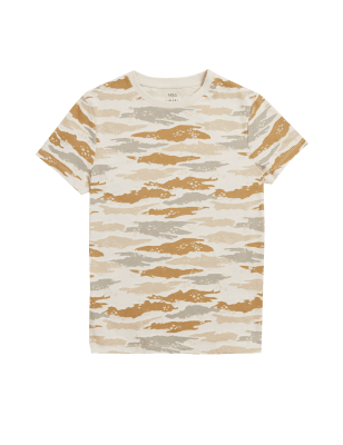 

M&S Collection T-Shirt aus reiner Baumwolle mit Camouflagemuster (6-16 Jahre) - Neutral, Neutral