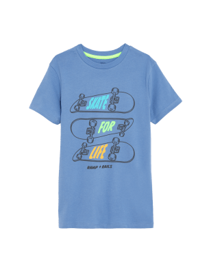 

Boys M&S Collection Pure Cotton Skate Print T-Shirt (6-16 Yrs) - Mid Blue, Mid Blue