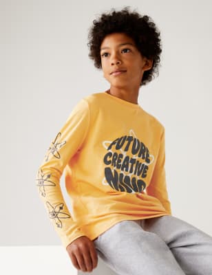 

Boys M&S Collection Pure Cotton Creative Mind Slogan Top (6-16 Yrs) - Clementine, Clementine