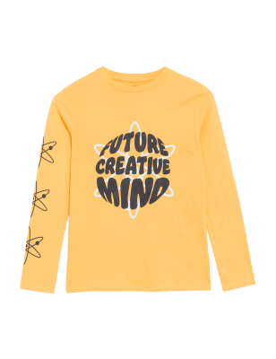 

Boys M&S Collection Pure Cotton Creative Mind Slogan Top (6-16 Yrs) - Clementine, Clementine