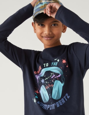 

Boys M&S Collection Pure Cotton Headphones Print Top (6-16 Yrs) - Navy, Navy