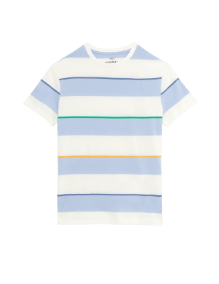 

Boys M&S Collection Pure Cotton Striped T-Shirt (6-16 Yrs) - Pale Blue Mix, Pale Blue Mix