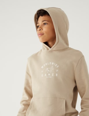 

Boys M&S Collection Cotton Rich Gamer Slogan Hoodie (6-16 Yrs) - Stone, Stone