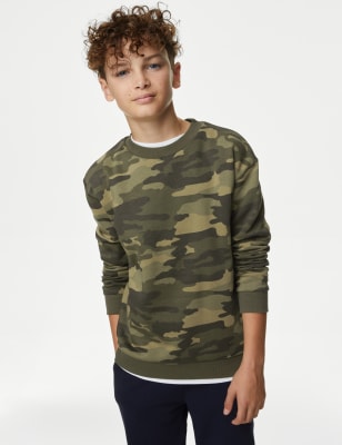 

M&S Collection Sweatshirt mit hohem Baumwollanteil und Camouflagemuster (6-16 J.) - Khaki Mix, Khaki Mix