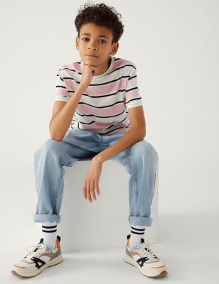 

Boys M&S Collection Pure Cotton Striped T-Shirt (6-16 Yrs) - Pink Mix, Pink Mix
