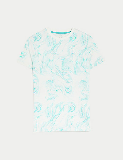 Pure Cotton Marble Print T-Shirt (6-16 Yrs)