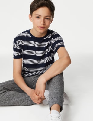 

M&S Collection Gestreiftes T-Shirt aus reiner Baumwolle (6-16 Jahre) - Navy, Navy
