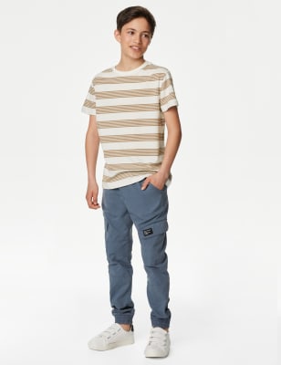 

M&S Collection Camiseta de rayas 100% algodón (6-16 años) - Neutral, Neutral