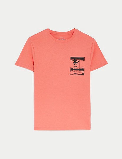 Pure Cotton Skater Print T-Shirt (6-16 Yrs)