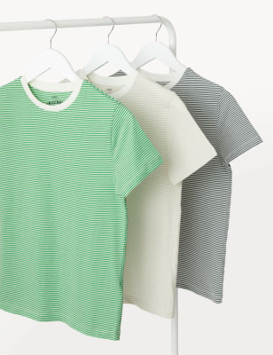 

M&S Collection 3er-Pack gestreifte T-Shirts aus reiner Baumwolle (6-16 J.) - Multi, Multi