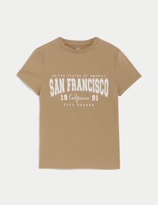 

Boys M&S Collection Pure Cotton San Francisco T-Shirt (6-16 Yrs) - Coffee, Coffee