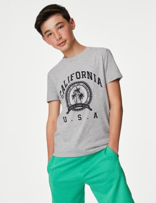 

Boys M&S Collection Cotton Rich California T-Shirt (6-16 Yrs) - Grey Marl, Grey Marl