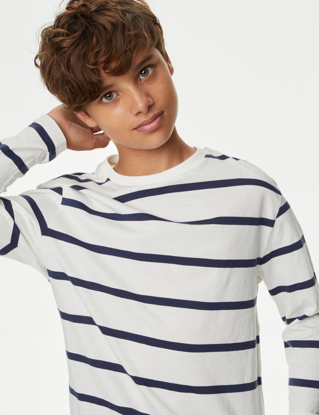 2pk Pure Cotton Striped Tops (6-16 Yrs) image 2