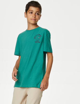 

Boys,Unisex,Girls M&S Collection Pure Cotton Skate Print T-Shirt (6-16 Yrs) - Sea Green, Sea Green