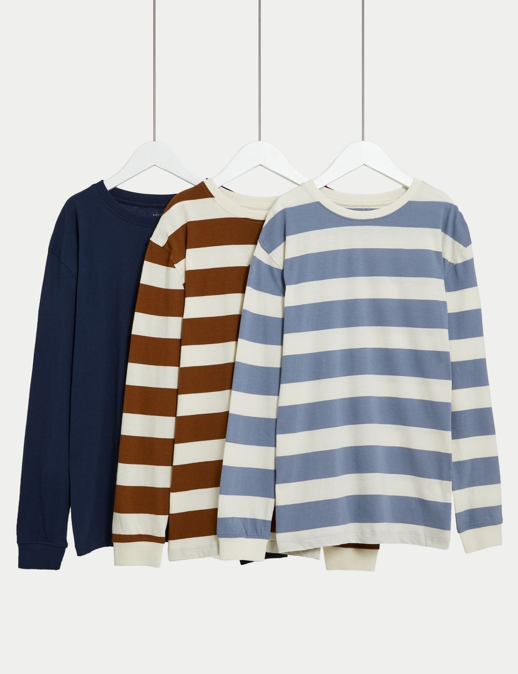 3pk Pure Cotton Striped Tops (6-16 Yrs) image 1