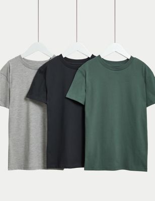 3pk Cotton Rich Plain T-Shirts (6-16 Yrs)