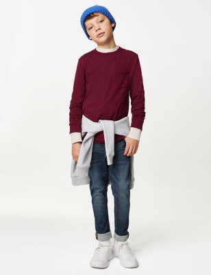 

M&S Collection Top 100% algodón (6-16 años) - Burgundy, Burgundy