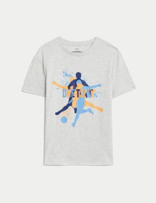 Pure Cotton Football Graphic T-Shirt (6-16 Yrs)